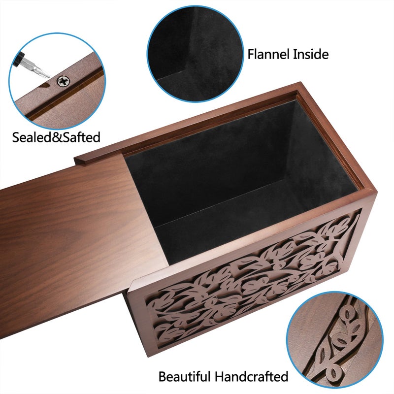 ADMLC Cremation Urns for Human Ashes Adult Male or Female, Funeral Memorial Urns for Ashes, Wooden Tree of Life Decorative Urns Box and Casket for Men Women Child, Burial Urn for Adults Up to 250 IBS - Image 3