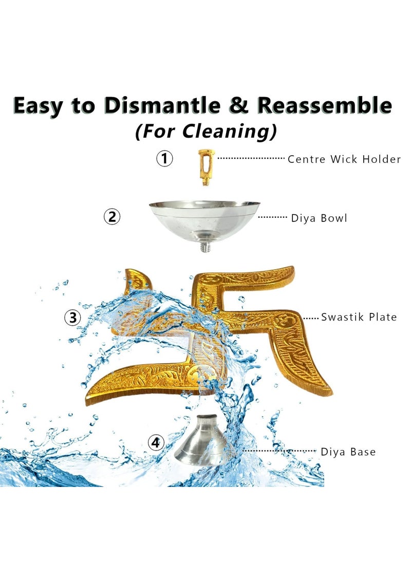 ROLLYWARE ROLLYWARE Brass Swastik Diya Religious Antique with Velvet Box for Pooja Decorative Lantern Diya House Warming Anniversary Birthday Return Gifting Pack of 1  - Image 5