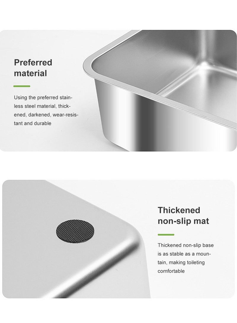 Kidle Stainless Steel Cat Litter Box Easy to Clean Cat Litter Box Oversized Anti-Splash Anti-Leakage Sand Splash-Proof Closed Cat Litter Box - Image 4