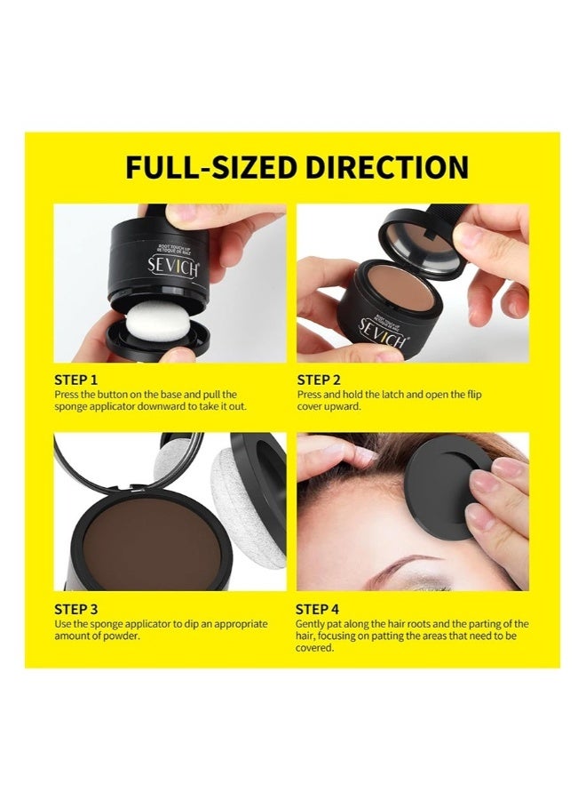سيفيتش Hair Shadow Powder，Root Touch Up Retoque De Raiz，Quick Cover Grey Hair Root Concealer，Eyebrows，Beard Line for Thinning Grey Hairline，Windproof，Sweatproof，Easy to use with mirror（Black 4g） - Image 2