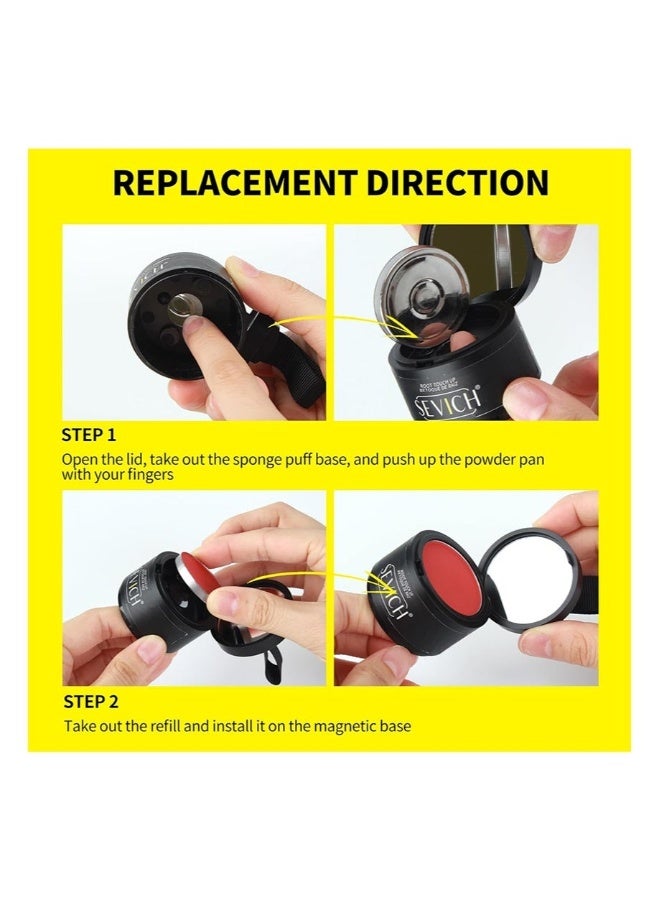 سيفيتش Hair Shadow Powder，Root Touch Up Retoque De Raiz，Quick Cover Grey Hair Root Concealer，Eyebrows，Beard Line for Thinning Grey Hairline，Windproof，Sweatproof，Easy to use with mirror（Black 4g） - Image 3
