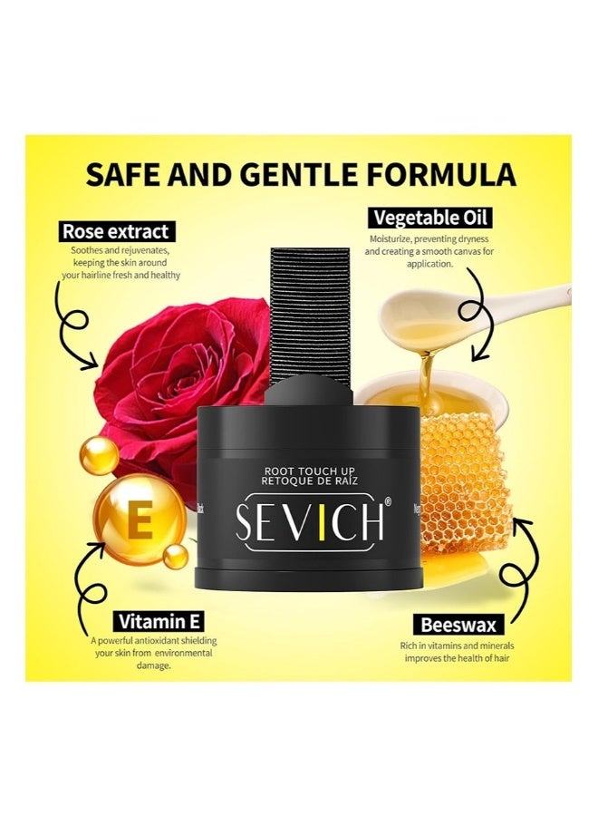 سيفيتش Hair Shadow Powder，Root Touch Up Retoque De Raiz，Quick Cover Grey Hair Root Concealer，Eyebrows，Beard Line for Thinning Grey Hairline，Windproof，Sweatproof，Easy to use with mirror（Black 4g） - Image 5