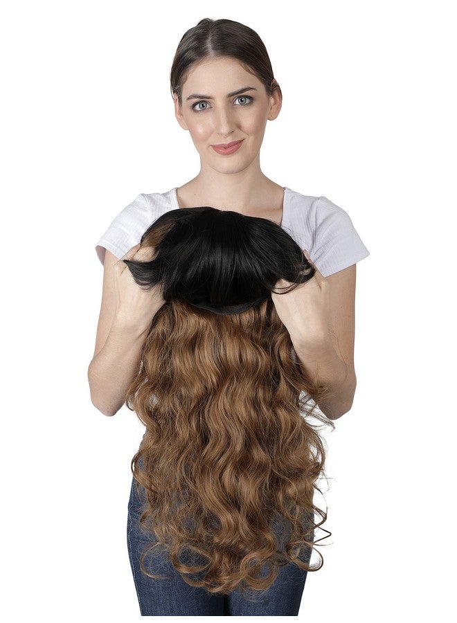 Thrift Bazaar highlight Long curly Glue-less Synthetic wavy Wig with Bangs For Women Hair Extension Soft Fluffy Washable Full Head Hair Wig for Birthday, Party, Wedding, Halloween and Cosplay - Image 2
