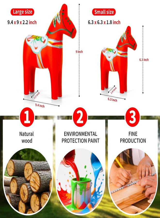 GUMQDD تمثال حصان دالا خشبي سويدي مطلي يدويًا من GUMQDD (أحمر) 6.3 بوصة، هدية حصان دالا، مناسب لغرفة المعيشة العائلية وديكور المنزل (6.3 بوصة) - Image 2