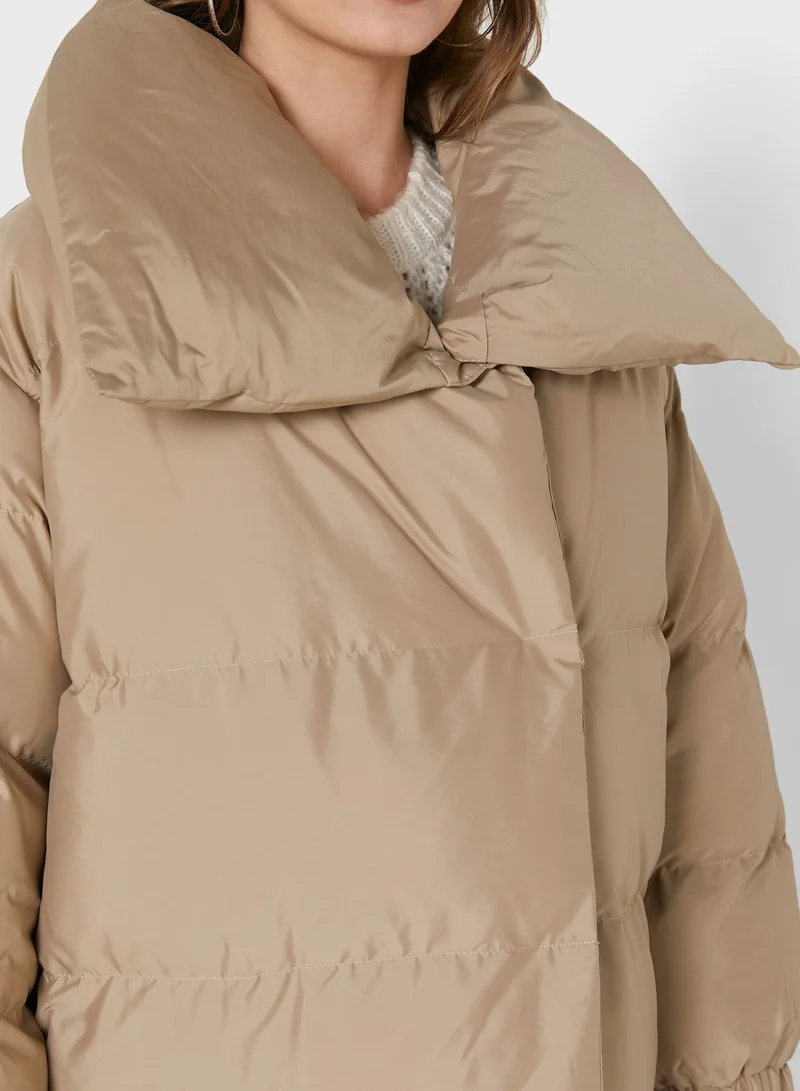 Missguided Tall Shawl Collar Asymmetrical Puffer