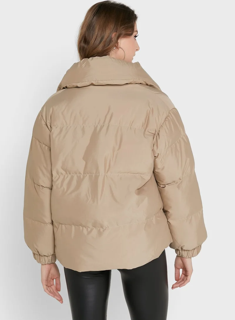 Missguided Tall Shawl Collar Asymmetrical Puffer