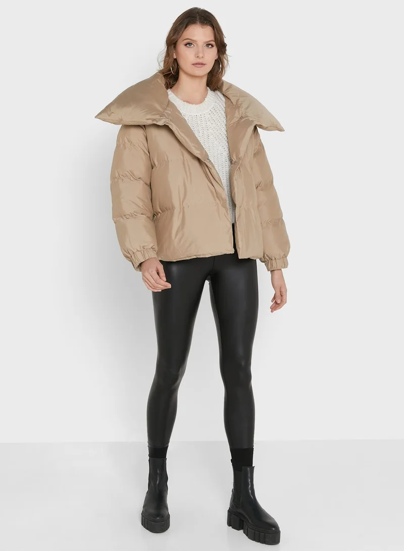 Missguided Tall Shawl Collar Asymmetrical Puffer