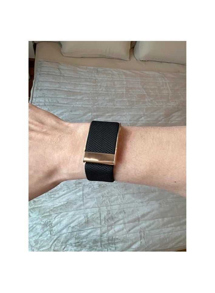 SPECTON Soft Wristband with Luxe Accessories Comfortable with Whoop 4.0 Device, Stylish & Affordable Replacement Band Strap, Soft Stretchy Fabric Strap Band with Gold Accessories - Image 3