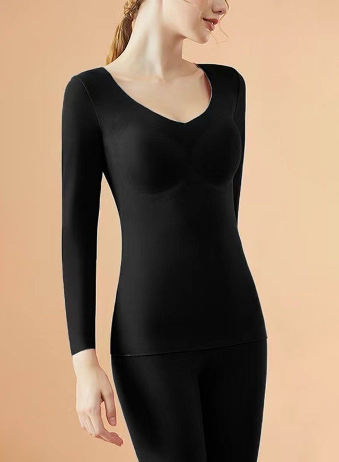 TAPIT With Chest Pad Thermal Underwear Women Ultra-Soft Long Johns Set Ultra Thin Base Layer Skiing Winter Warm Top & Bottom Cold Weather Base Layer Top and Leggings Bottom Winter Set - Image 1