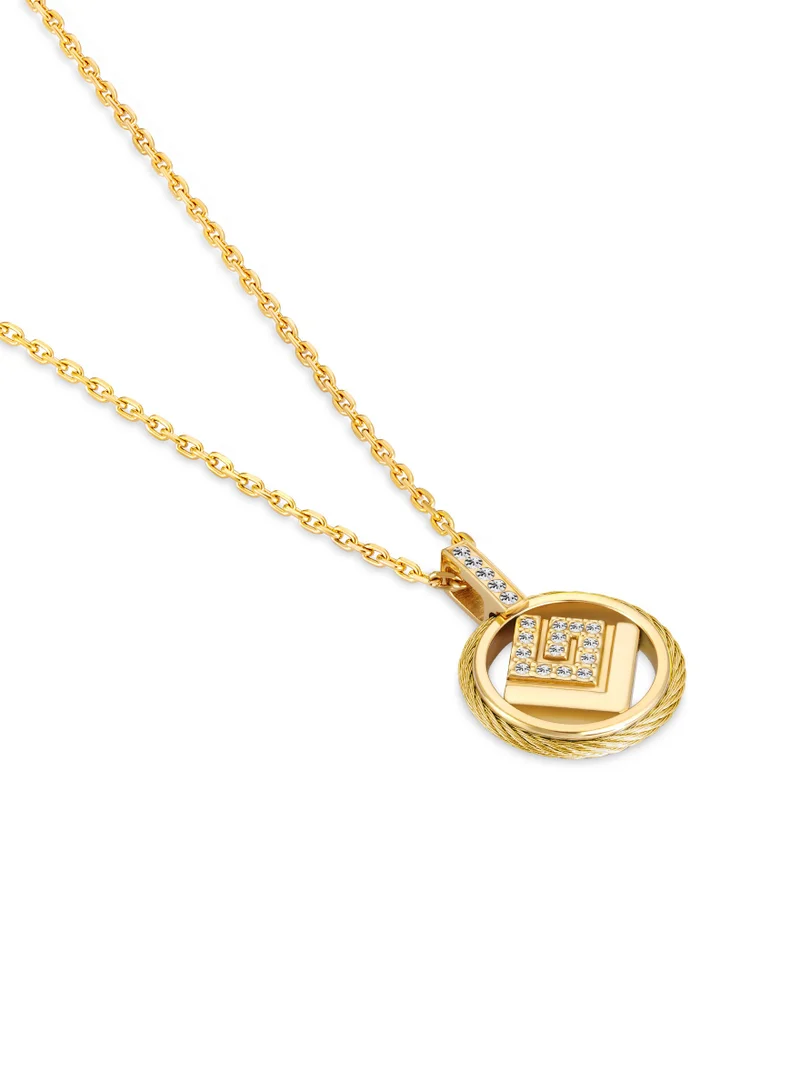 غاي لاروش قلادة كاميل مطلية بالذهب للنساء مع كريستالات