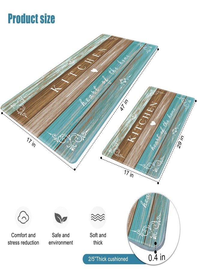 Sofort Kitchen Rugs Farmhouse Cushioned Anti Fatigue Kitchen Mat 2 Piece Set Non Slip Waterproof Kitchen Mats for Floor, Rustic Wooden Comfort Standing Mats for Kitchen, Office, Sink, Laundry - Image 3
