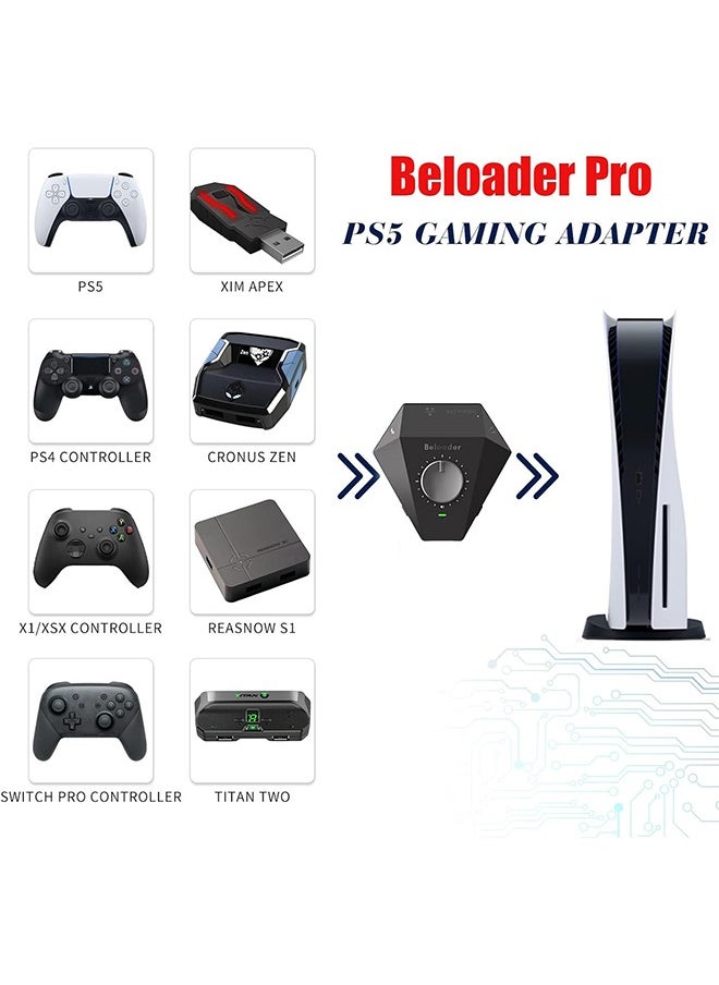 Beloader - Beloader Pro PS5 Adapter with Network Port and Volume Adjustment Function Pro Adapter for PS5 All Games, USB Adapter for Xim Apex/Cronus Zen/Titan Two/Cronus Max Controller Emulator - Image 1