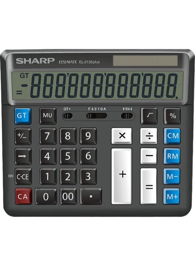Sharp El-2135 Plus Black Quick Financial Office Calculator, Large Screen, Solar And Battery Dual Power, Office Supplies, 2135 Dual Power Upgraded Version - Image 2