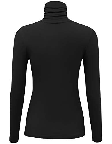 AUHEGN Womens Long Sleeve Turtleneck Lightweight Slim Active Shirts Black Medium - Image 3