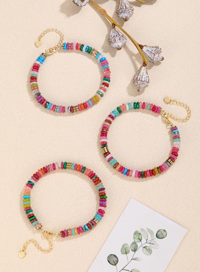 Jovivi 6mm Natural Stone Colorful Beaded Bracelets for Women Gemstone Healing Crystals Bead Bracelet Handmade Summer Beach Boho Jewelry Gift for Her - Image 4