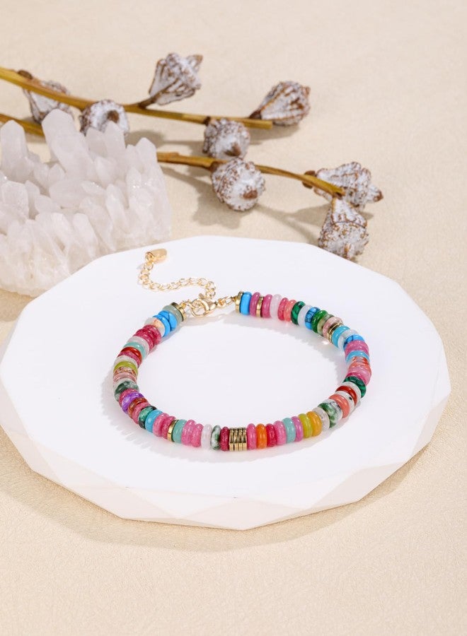 Jovivi 6mm Natural Stone Colorful Beaded Bracelets for Women Gemstone Healing Crystals Bead Bracelet Handmade Summer Beach Boho Jewelry Gift for Her - Image 3