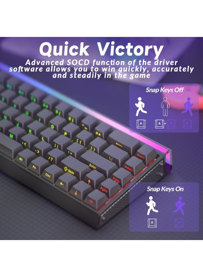 AULA لوحة مفاتيح الألعاب السلكية AULA Hero 68 HE Pro بنسبة 65% مع مفتاح تأثير هول المغناطيسي Black King بمعدل استجابة 8KHz وإطار من الألمنيوم CNC وإضاءة خلفية RGB وزر سريع الاستجابة وقابل للتعديل وقابل للتبديل مع مفاتيح PBT مطبوعة من الجانب لجهاز الكمبيوتر ماك - Image 4