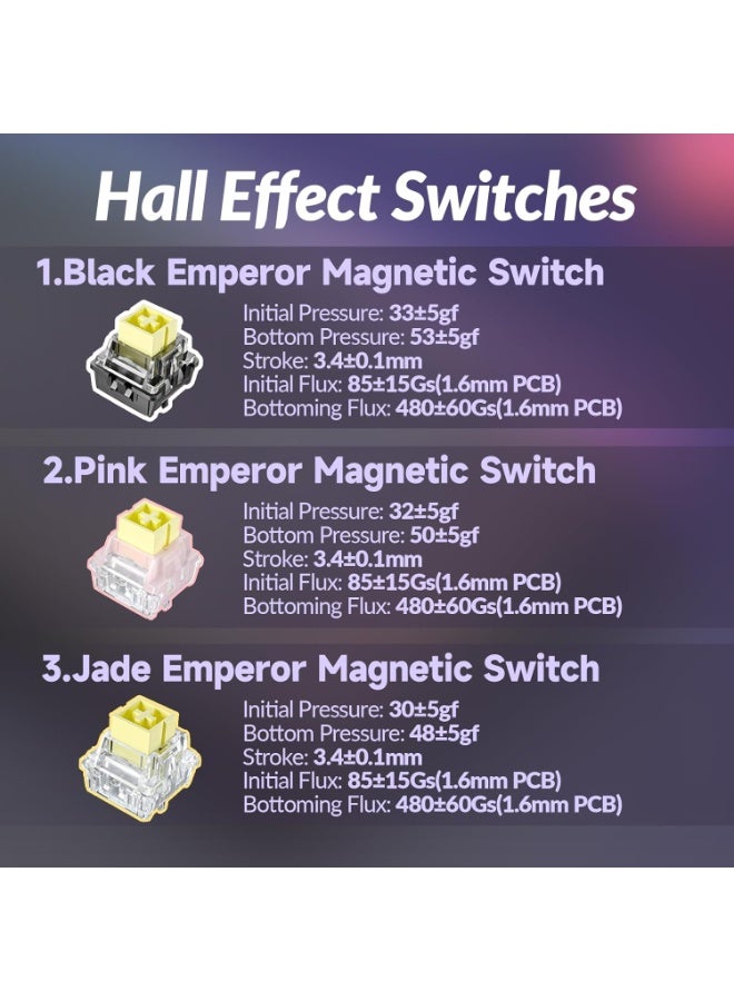 AULA لوحة مفاتيح الألعاب السلكية AULA Hero 68 HE Pro بنسبة 65% مع مفتاح تأثير هول المغناطيسي Black King بمعدل استجابة 8KHz وإطار من الألمنيوم CNC وإضاءة خلفية RGB وزر سريع الاستجابة وقابل للتعديل وقابل للتبديل مع مفاتيح PBT مطبوعة من الجانب لجهاز الكمبيوتر ماك - Image 3