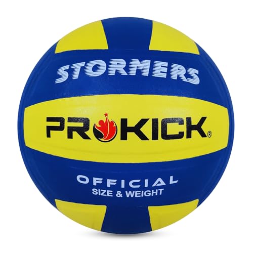 Prokick Stormers PU Pasted Volleyball, Blue/Yellow (Size 4) - Image 1