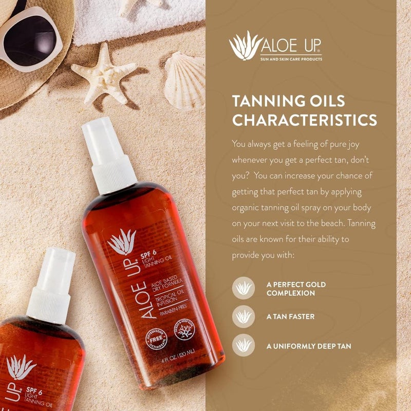 Aloe Up SPF 6 Light Tanning Oil - Aloe Vera Based, Paraben-Free, 4 Fl Oz - Image 5