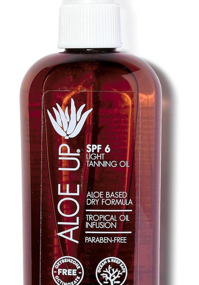 Aloe Up SPF 6 Light Tanning Oil - Aloe Vera Based, Paraben-Free, 4 Fl Oz - Image 1