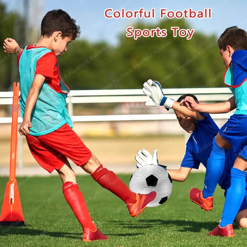 FunBlast Football for Kids - 9 Inches Colorful Football Sports Toy - Extra Grip Silicon Rubber Beach Ball Sports Outdoor Game, Inflatable Ball for Kids Boys 3+ Years (Pack of 1) (White) - Image 4