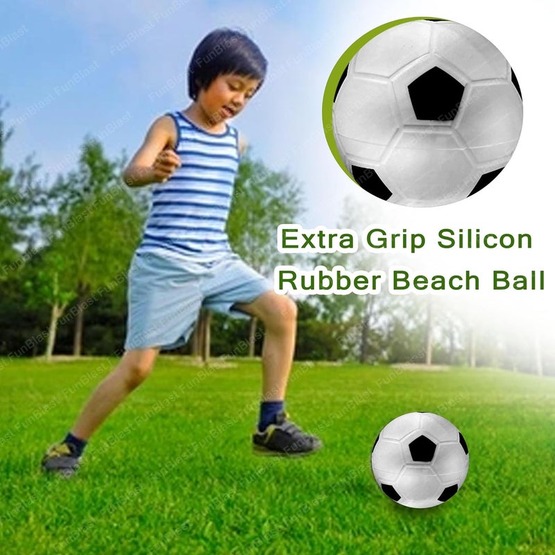 FunBlast Football for Kids - 9 Inches Colorful Football Sports Toy - Extra Grip Silicon Rubber Beach Ball Sports Outdoor Game, Inflatable Ball for Kids Boys 3+ Years (Pack of 1) (White) - Image 5