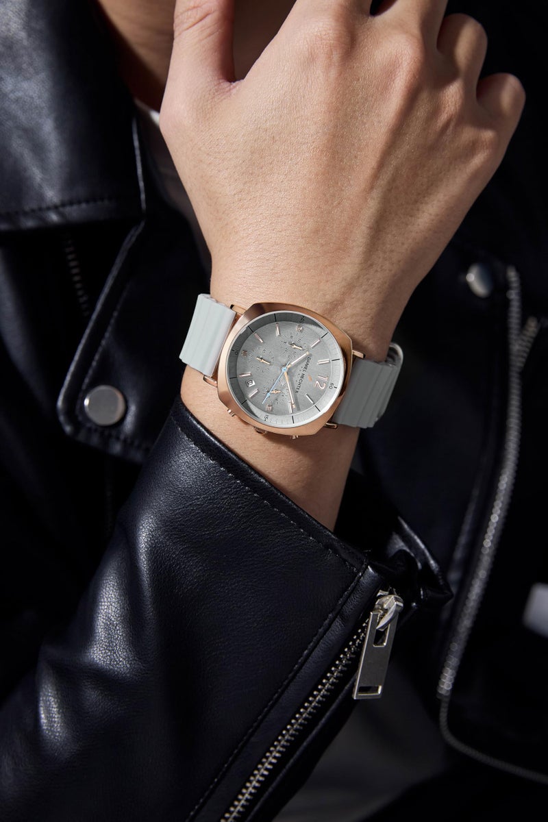 Daniel Hechter Paris Cluny Collection Multifunction Watch for Men with Round Dial, Date Display Function, Quartz Movement and Wavy Pattern Silicon Strap - DHM1019 - Image 2