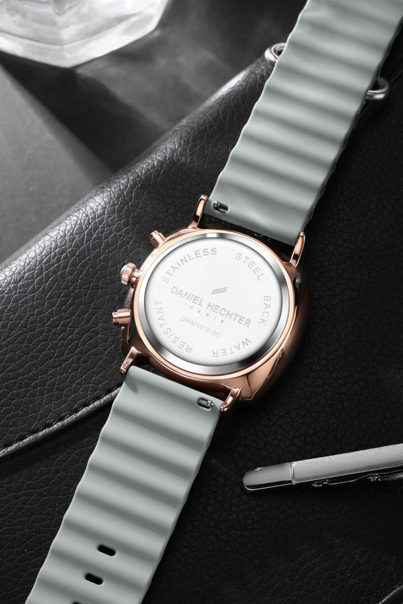 Daniel Hechter Paris Cluny Collection Multifunction Watch for Men with Round Dial, Date Display Function, Quartz Movement and Wavy Pattern Silicon Strap - DHM1019 - Image 5