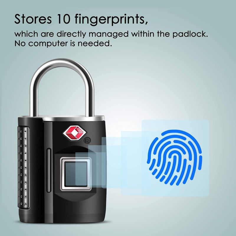 Mypin قفل بصمة الإصبع، قفل رقمي ذكي معتمد من TSA لخزائن الجيم، الأمتعة، السفر، باب المنزل، الحقيبة، حقيبة الظهر، المدرسة، الدراجة، المكتب، بدون مفتاح - Image 4