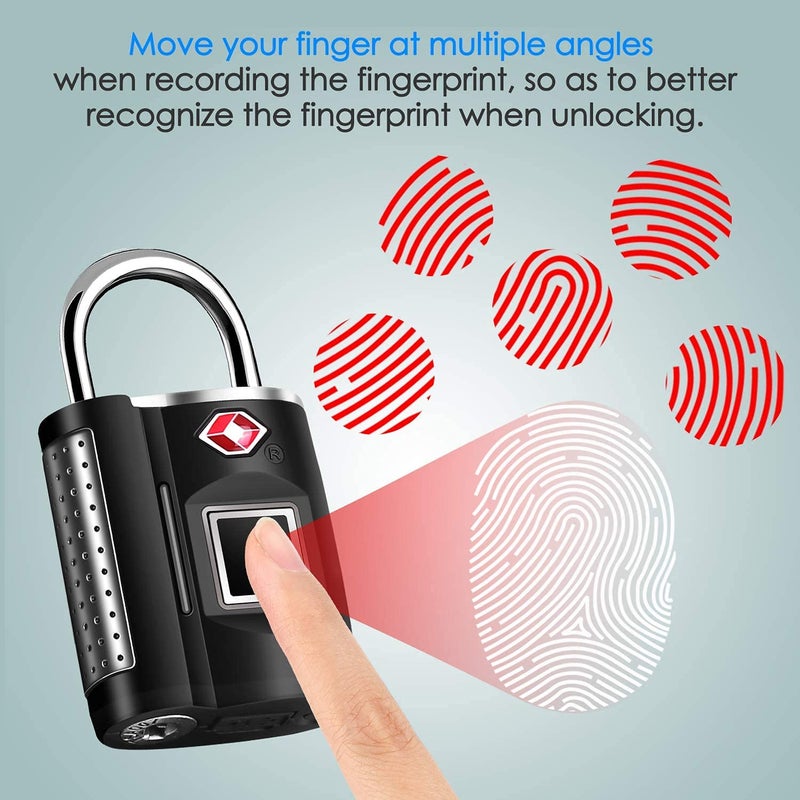 Mypin قفل بصمة الإصبع، قفل رقمي ذكي معتمد من TSA لخزائن الجيم، الأمتعة، السفر، باب المنزل، الحقيبة، حقيبة الظهر، المدرسة، الدراجة، المكتب، بدون مفتاح - Image 5