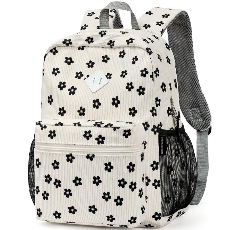 STEAMEDBUN Corduroy Kids Backpack for Girls Boys 38 Girls Backpack for Elementary Kindergarten Flower - Image 2