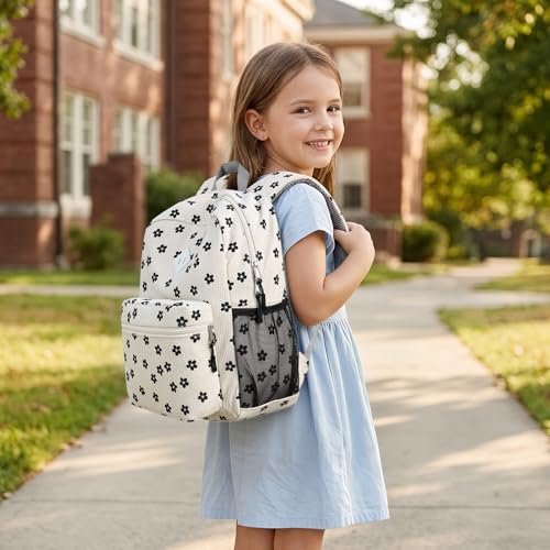 STEAMEDBUN Corduroy Kids Backpack for Girls Boys 38 Girls Backpack for Elementary Kindergarten Flower - Image 3