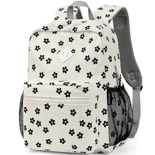 STEAMEDBUN Corduroy Kids Backpack for Girls Boys 38 Girls Backpack for Elementary Kindergarten Flower - Image 1