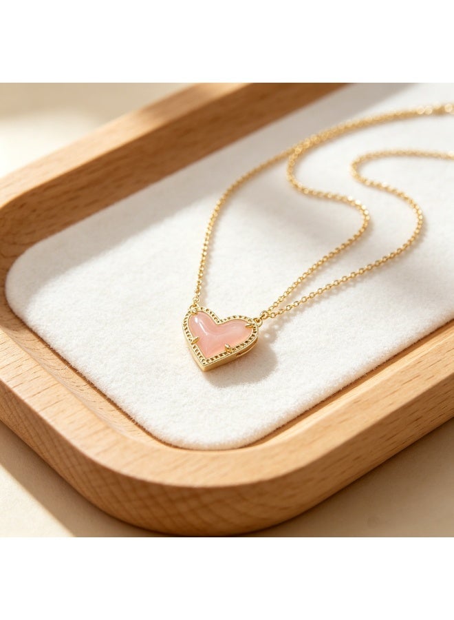 Kendra Scott Ari Heart Gold-Tone Pendant Necklace for Women with Pink Stone - Image 2