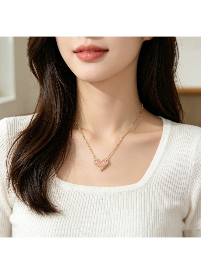 Kendra Scott Ari Heart Gold-Tone Pendant Necklace for Women with Pink Stone - Image 4