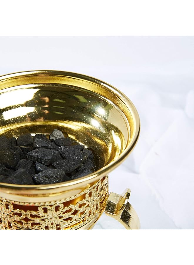 Bakhoor Charcoal Incense Burner Silver And Gold - Image 5