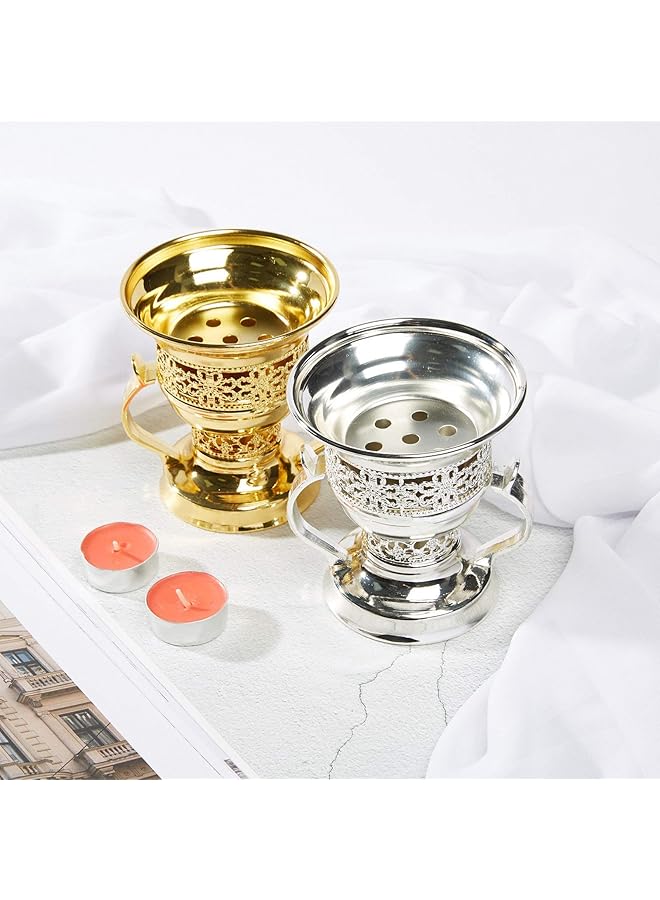 Bakhoor Charcoal Incense Burner Silver And Gold - Image 3