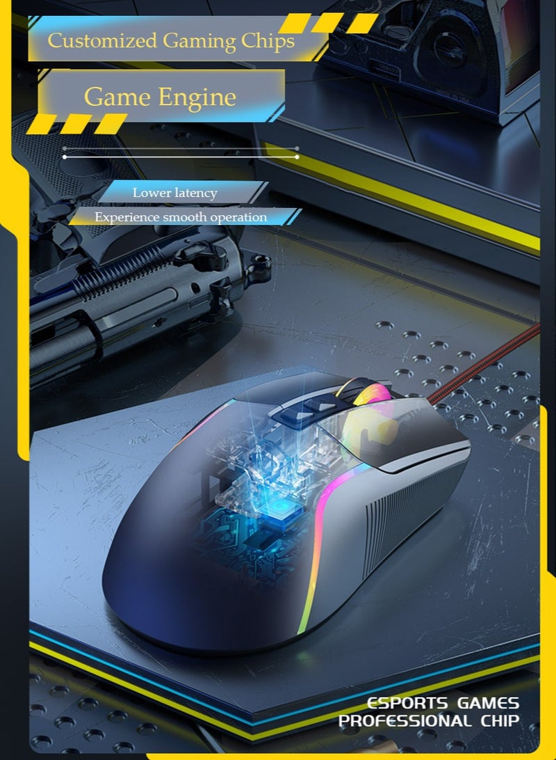 IINE Essential Gaming Mouse: RGB Spectrum Backlit Ergonomic Mouse - 7 Programmable Buttons - Mechanical Switches - Backlight Modes up to 7200 DPI for Windows PC Gamers  - Image 3