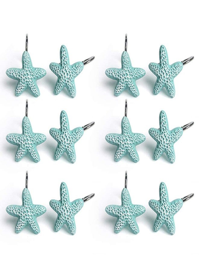 Actpe Shower Curtain Hooks, 12Pcs Starfish Anti Rust Decorative Resin Shower Curtain Rings Hooks for Bathroom Bedroom Baby Living Room Decor Shower Rods Curtains Window Hangings Holder - Image 2
