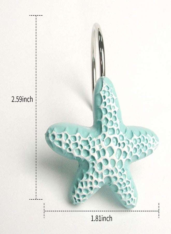 Actpe Shower Curtain Hooks, 12Pcs Starfish Anti Rust Decorative Resin Shower Curtain Rings Hooks for Bathroom Bedroom Baby Living Room Decor Shower Rods Curtains Window Hangings Holder - Image 3