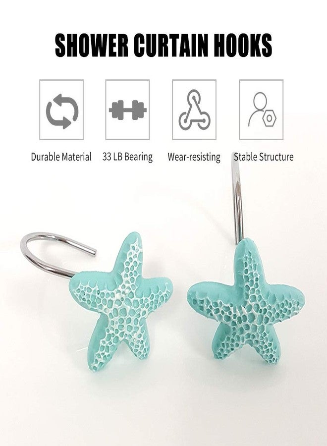 Actpe Shower Curtain Hooks, 12Pcs Starfish Anti Rust Decorative Resin Shower Curtain Rings Hooks for Bathroom Bedroom Baby Living Room Decor Shower Rods Curtains Window Hangings Holder - Image 4