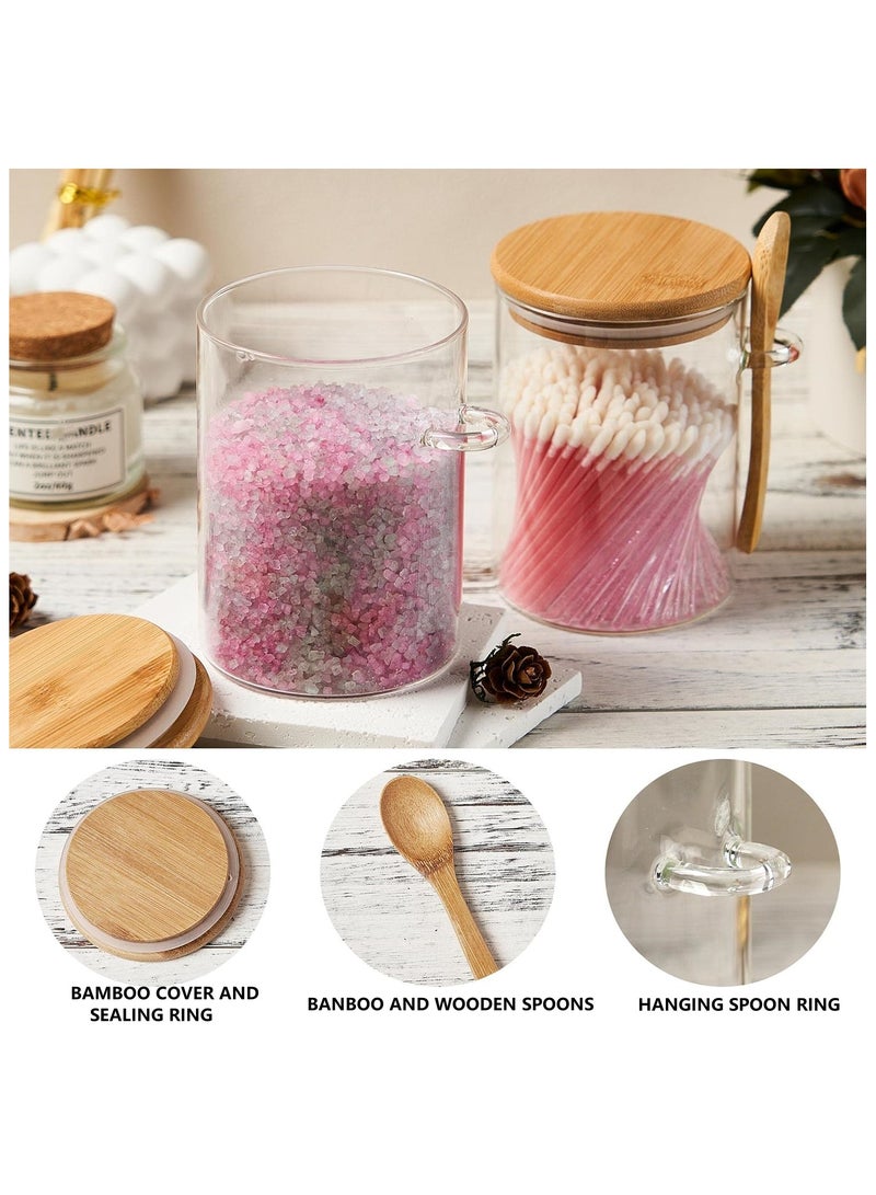 KUAIJI 4-Pack 600ml(20.29oz) Glass Jars With Aitight Bamboo Lids and Spoon,Spice Jars Overnight Oats Jars Breakfast Jars Sugar Salt Coffee Tea Candy Cookies Jars, Kitchen Storage (4Pack600ML) - Image 3