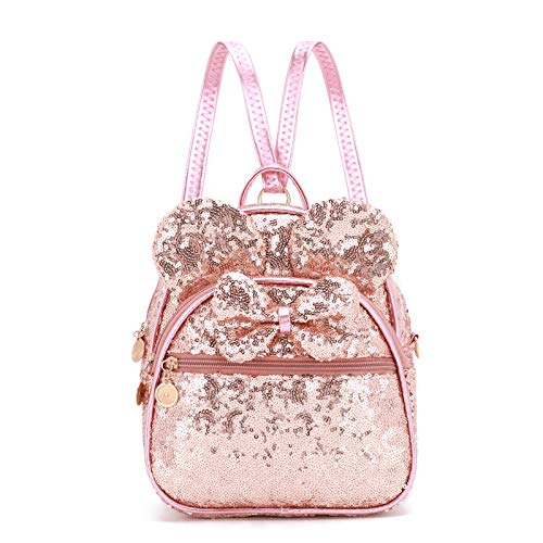 KL928 Girls Bowknot Polka Dot Cute Mini Backpack Small Daypacks Convertible Shoulder Bag Purse for Women (Fluorescent Pink-01) - Image 1