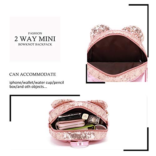KL928 Girls Bowknot Polka Dot Cute Mini Backpack Small Daypacks Convertible Shoulder Bag Purse for Women (Fluorescent Pink-01) - Image 4