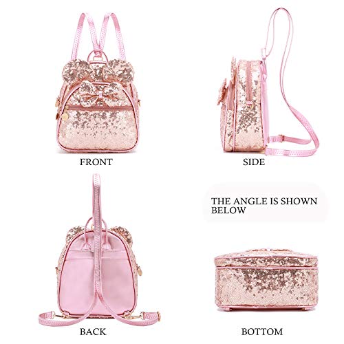 KL928 Girls Bowknot Polka Dot Cute Mini Backpack Small Daypacks Convertible Shoulder Bag Purse for Women (Fluorescent Pink-01) - Image 5