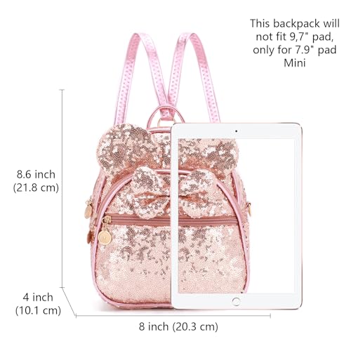 KL928 Girls Bowknot Polka Dot Cute Mini Backpack Small Daypacks Convertible Shoulder Bag Purse for Women (Fluorescent Pink-01) - Image 2