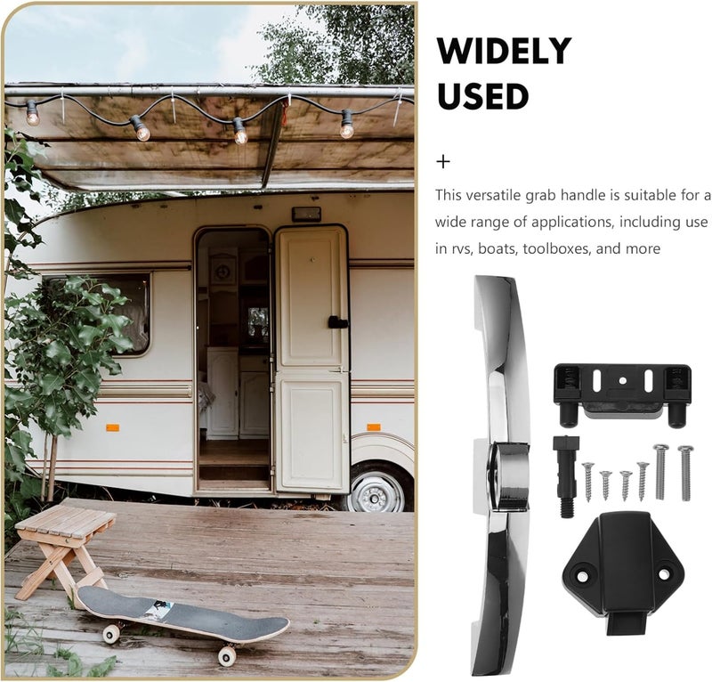 Rv Door Pull Handle Stylish Cabinet Door Handle for Trailers and Campers Easy Installation with Mounting Screws Versatile Design for Various Settings - Image 2