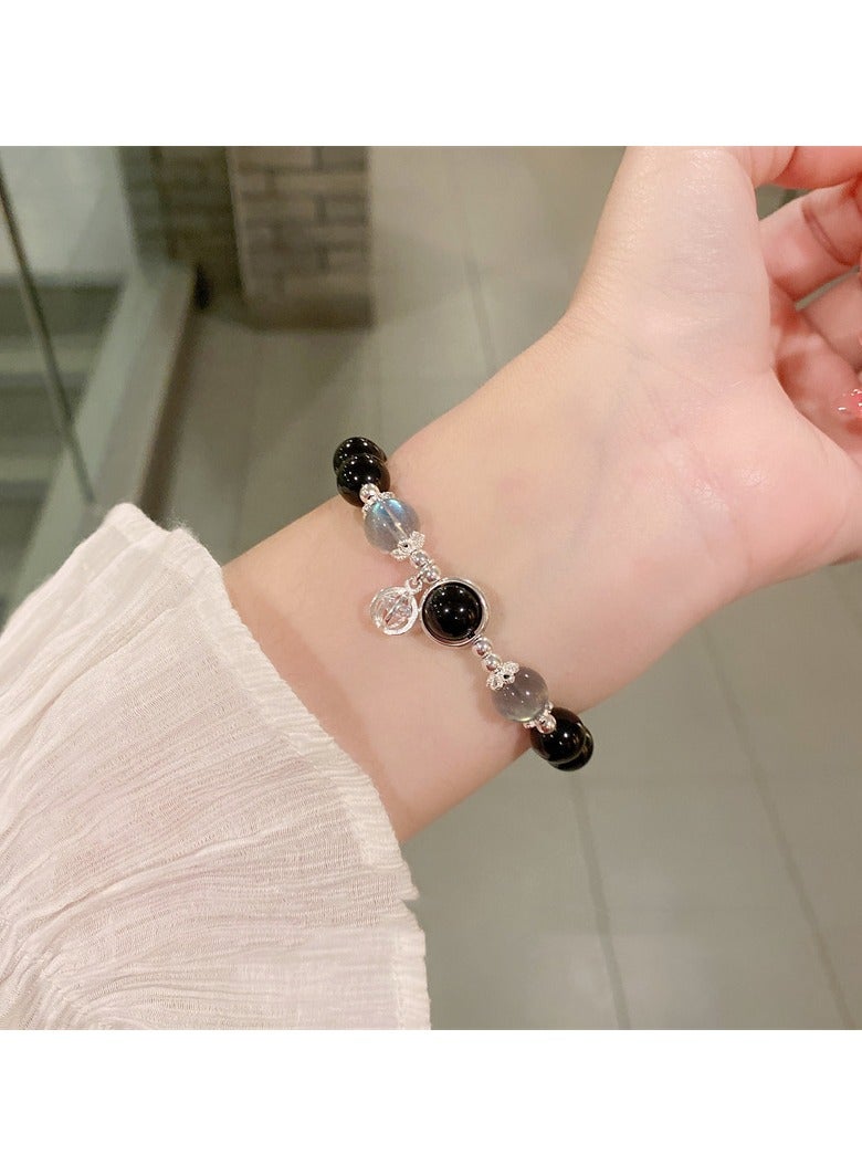 Black Crystal Matching Cat's Eye Bracelet