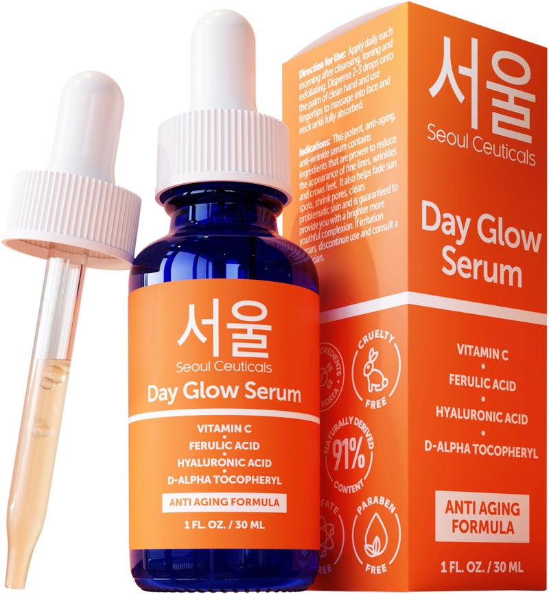 SeoulCeuticals Korean Skin Care 20% Vitamin C Hyaluronic Acid Serum + CE Ferulic Acid - Potent Anti Aging, Anti Wrinkle Korean Beauty 1oz - Image 1